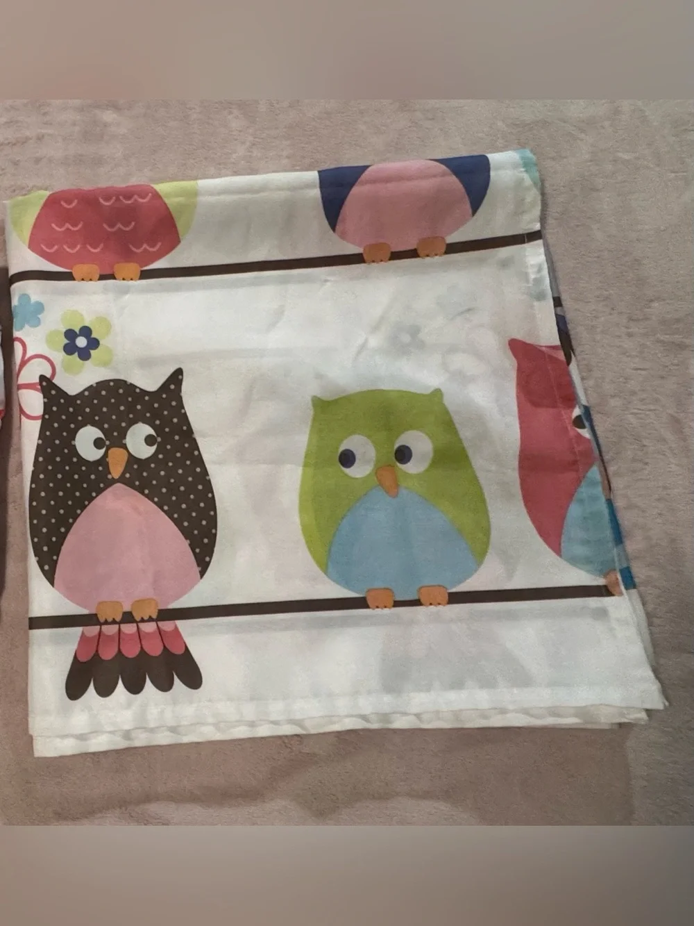 Mainstays Colorful Owl Shower Curtain — Pink, Blue, Green, Yellow